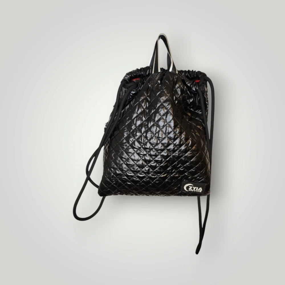 Zyia active quilted drawstring backpack USA Black Bag